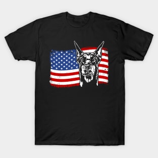 Proud Doberman Pinscher American Flag patriotic dog T-Shirt